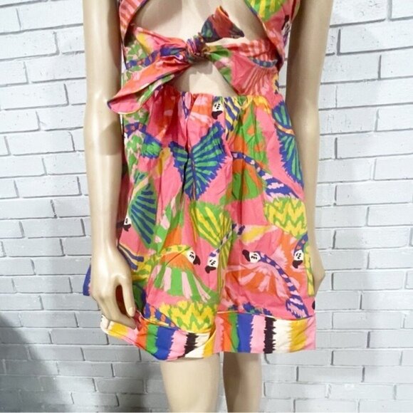 Farm Rio Women’s Graphic Macaws Cotton Mini Dress - Size Large - Picture 5 of 12